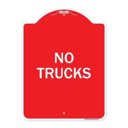 Signmission Designer Series Sign-Truck Sign No Trucks, Red & White Aluminum Sign, 18" x 24", RW-1824-22786 A-DES-RW-1824-22786